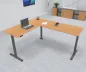 Preview: Elektrisch höhenverstellbarer Winkelschreibtisch 200 x 240 cm DSM Grafit Buche