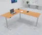 Preview: Elektrisch höhenverstellbarer Winkelschreibtisch 200 x 240 cm DSM Silber Buche