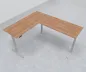 Preview: Elektrisch höhenverstellbarer Winkelschreibtisch 200 x 240 cm DSM Silber Nussbaum