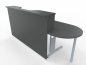 Preview: Empfangstheke Solid 180 cm mit Anbautisch 50 cm Onyxgrau Vorderansicht