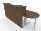 Preview: Empfangstheke 180 cm mit Anbautisch 50 cm Nussbaum Vorderansicht