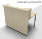 Preview: Empfangstheke Solid 140 cm Ahorn Abbildung mit Monitorausschnitt