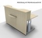 Preview: Empfangstheke Solid 160 cm Ahorn mit Monitorausschnitt Frontansicht