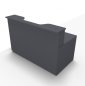 Preview: Empfangstheke Solid 160 cm mit Seitenblenden Frontansicht onyxgrau