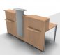 Preview: Empfangstheke Solid 200 cm Buche mit Designaufsatz Frontansicht
