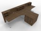 Preview: Empfangstheke Solid PC2 360 cm Doppelarbeitsplatz Nussbaum