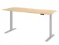 Preview: Ergonomischer Schreibtisch 200 x 80 cm Gestellfarbe Silber Tischplatte Ahorn