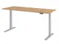 Preview: Ergonomischer Schreibtisch 200 x 80 cm Gestellfarbe Silber Tischplatte Asteiche