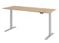 Preview: Ergonomischer Schreibtisch 200 x 80 cm Gestellfarbe Silber Tischplatte Eiche