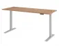 Preview: Ergonomischer Schreibtisch 200 x 80 cm Gestellfarbe Silber Tischplatte Nussbaum