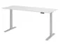 Preview: Ergonomischer Schreibtisch 200 x 80 cm Gestellfarbe Silber Tischplatte Weiß