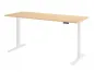 Preview: Ergonomischer Schreibtisch 200 x 80 cm Gestellfarbe Weiß Tischplatte Ahorn