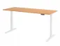 Preview: Ergonomischer Schreibtisch 200 x 80 cm Gestell Weiß Tischplatte Buche
