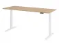 Preview: Ergonomischer Schreibtisch 200 x 80 cm Gestellfarbe Weiß Tischplatte Eiche