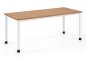 Preview: Großer Schreibtisch 200 cm Gestell Weiß Dekor Nussbaum