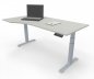 Preview: PC-Schreibtisch Elevate Plus linke Seite 100 cm tief Gestell Silber Tischplatte Weiß