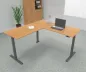 Preview: Höhenverstellbarer Winkelschreibtisch 200 x 200 cm DSM Grafit Buche