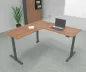 Preview: Höhenverstellbarer Winkelschreibtisch 200 x 200 cm DSM Grafit Nussbaum