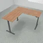 Preview: Höhenverstellbarer Winkelschreibtisch 200 x 200 cm DSM Grafit Nussbaum