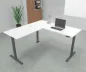 Preview: Höhenverstellbarer Winkelschreibtisch 200 x 200 cm DSM Grafit Weiß