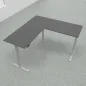 Preview: Höhenverstellbarer Winkelschreibtisch 200 x 200 cm DSM Silber Grafit
