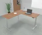 Preview: Höhenverstellbarer Winkelschreibtisch 200 x 200 cm DSM Silber Nussbaum