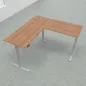 Preview: Höhenverstellbarer Winkelschreibtisch 200 x 200 cm DSM Silber Nussbaum