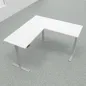 Preview: Höhenverstellbarer Winkelschreibtisch 200 x 200 cm DSM Silber Weiß
