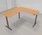 Preview: Elektrisch höhenverstellbarer Winkelschreibtisch 200 x 220 cm DSM Grafit Buche