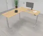 Preview: Elektrisch höhenverstellbarer Winkelschreibtisch 200 x 220 cm DSM Silber Ahorn
