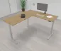 Preview: Elektrisch höhenverstellbarer Winkelschreibtisch 200 x 220 cm DSM Silber Asteiche