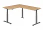 Preview: Winkelschreibtisch DSM L-Form 160 x 200 cm Gestell Grafit Tischplatte Asteiche