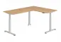 Preview: Winkelschreibtisch DSM L-Form 160 x 200 cm Gestell Silber Tischplatte Asteiche