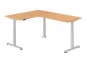 Preview: Winkelschreibtisch DSM L-Form 160 x 200 cm Gestell Silber Tischplatte Buche