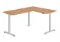 Preview: Winkelschreibtisch DSM L-Form 160 x 200 cm Gestell Silber Tischplatte Nussbaum