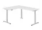 Preview: Winkelschreibtisch DSM L-Form 160 x 200 cm Gestell Silber Tischplatte Weiß