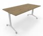 Preview: Klapptisch 160 x 80 cm mit Rollen Gestell Weiß Tischplatte Asteiche