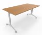 Preview: Klapptisch 160 x 80 cm mit Rollen Gestell Weiß Tischplatte Buche