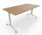 Preview: Klapptisch 160 x 80 cm mit Rollen Gestell Weiß Tischplatte Eiche
