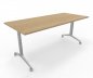 Preview: Klapptisch 180 cm breit fahrbar Gestellfarbe Silber Tischplatte Ahorn