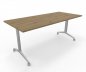 Preview: Klapptisch 180 cm breit fahrbar Gestellfarbe Silber Tischplatte Asteiche