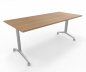 Preview: Klapptisch 180 cm breit fahrbar Gestellfarbe Silber Tischplatte Eiche
