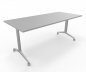 Preview: Klapptisch 180 cm breit fahrbar Gestellfarbe Silber Tischplatte Lichtgrau