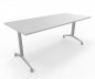 Preview: Klapptisch 180 cm breit fahrbar Gestellfarbe Silber Tischplatte Weiß