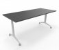 Preview: Klapptisch 180 cm breit fahrbar Gestellfarbe Weiß Tischplatte Grafit