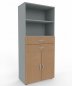Preview: Kombischrank Mega 80x42x180,8 cm mit Schubladen und Türen Lichtgrau-Buche