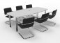 Preview: Konferenztisch 220 cm mit Stühle Weiss