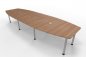 Preview: Konferenztisch Multi 400x130 cm Nussbaum-Silber