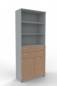 Preview: Modulschrank TEN 100 cm breit 6 Ordnerhöhen Lichtgrau-Buche