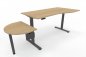 Preview: PC-Schreibtisch 180 cm elektrisch höhenverstellbar mit Anbautisch 60 cm Tischplatte Ahorn Gestell Grafit